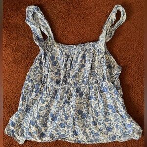 Old Navy Blue and White Floral Tank Top